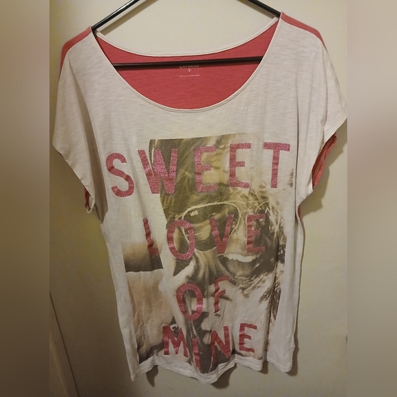 Express Tops - Express Women's Pink and White Graphic Tee